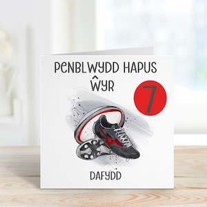 Cerdyn Cymraeg, Penblwydd Hapus Wyr, Tarjetas galesas, Cumpleaños galés para nieto, Tarjeta de rugby galesa