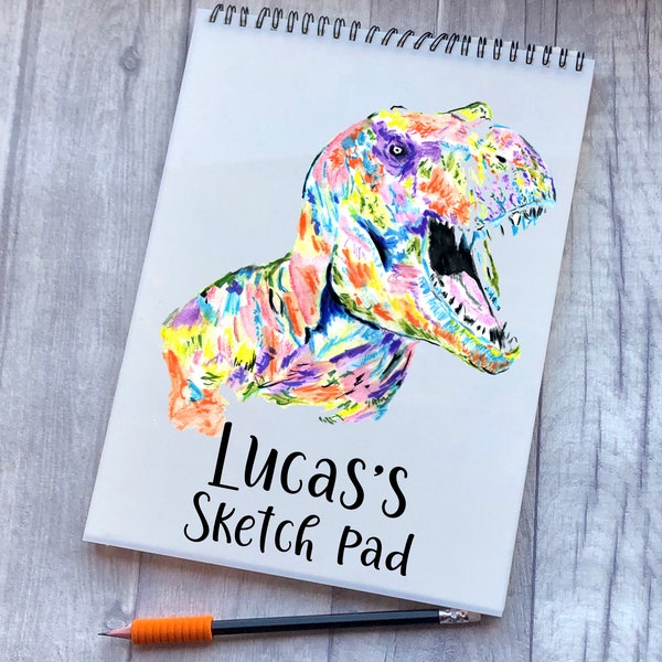 Sketchbook, Dino Sketch Book, Personalised Sketchbook, Personalised Sketch Pad, Sketchbook, Gift For Grandson, Gift For Daughter