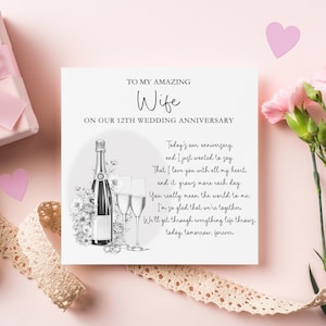 Cartão de aniversário de casamento da esposa, cartão de aniversário para a esposa, cartão de poema de aniversário de casamento, 2º 3º 4º 5º 6º 7º 8º 9º aniversário