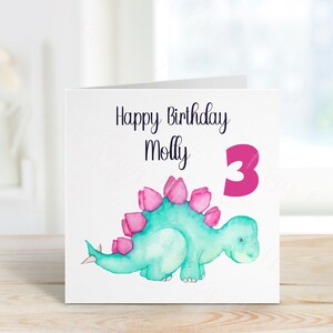Dinosaurus verjaardagskaart, gepersonaliseerde verjaardagskaart, dochter verjaardagskaart, zoon verjaardagskaart, kleinzoon verjaardagskaart, 1e verjaardagskaart