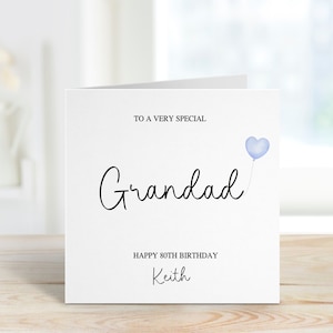 Grand-père 80e anniversaire carte personnalisée, 80e anniversaire carte, carte d'anniversaire pour grand-père, n'importe quel âge carte d'anniversaire, 18e, 21e, 40e, 60e, 70e