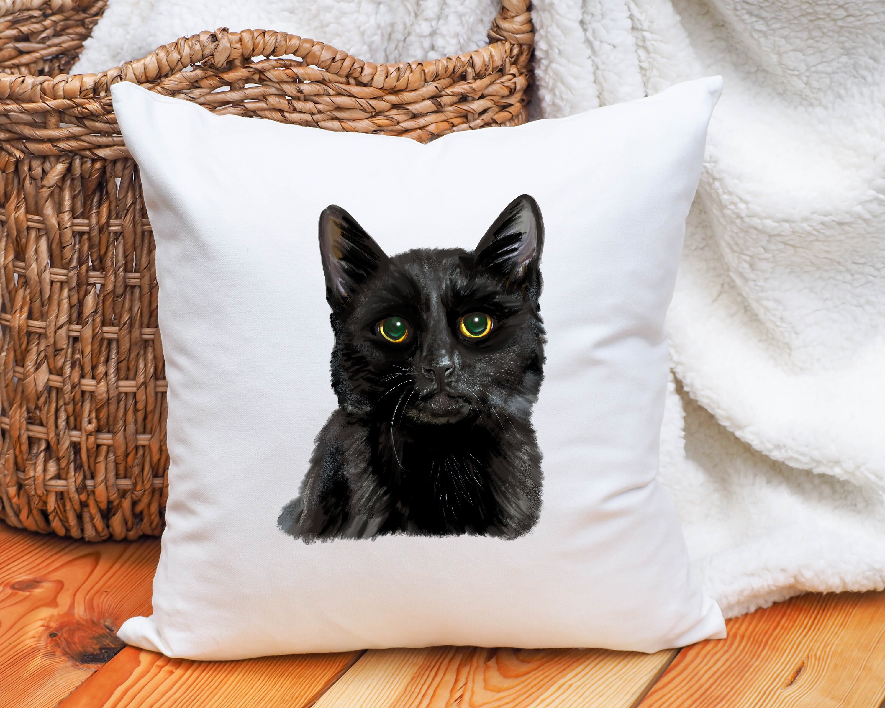 black and white cat cushions