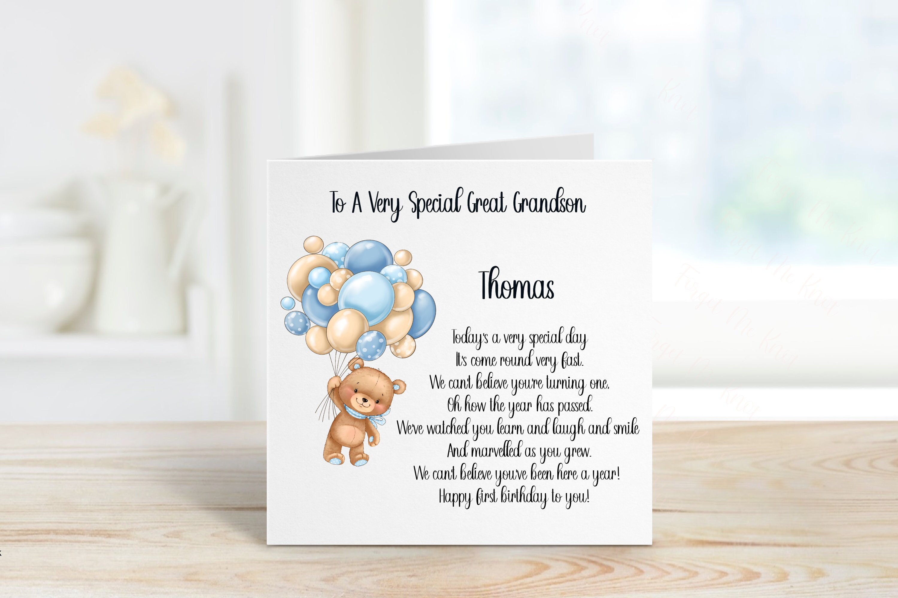 Great Grandson 1st Birthday Card, 1st Birthday Card For Great Grandson, Personalised Great Grandson 1st Birthday Card