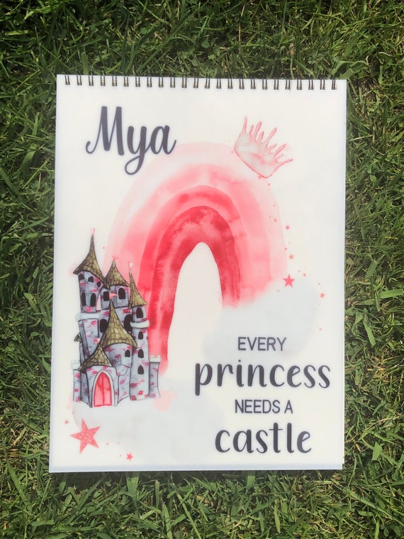 Carnet de croquis personnalisé pour enfants, carnet de croquis pour enfants,  bloc-notes de dessin Princess Castle, remplissage de bas, cadeau pour  filles, cadeaux pour garçons -  France