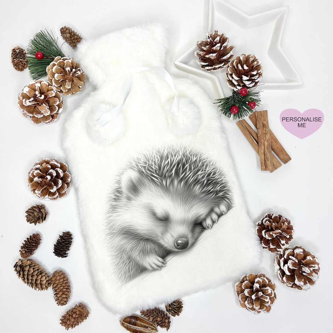 Hot Water Bottle, Hot Water Bottle Cover, Hedgehog Design Hot Water