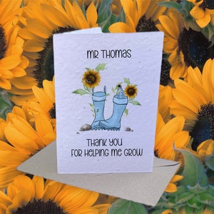 Carte de remerciement personnalisée pour enseignant, cadeau de carte de graines plantables, carte personnalisée pour enseignant, cadeaux pour enseignant