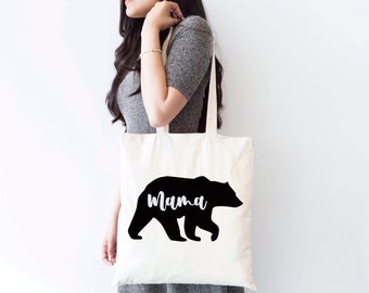 Borsa tote Mama Bear, Regalo per la festa della mamma, Borsa personalizzata Mama Bear