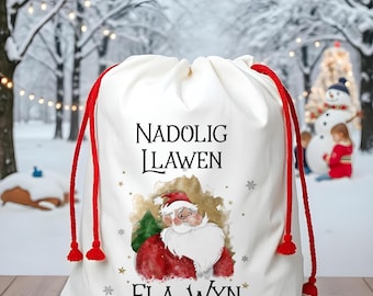 Nadolig Llawen Sack, Extra Large Christmas Present Sack, Personalised Nadolig Llawen Stocking, Father Christmas Sack, Santa Present Sack