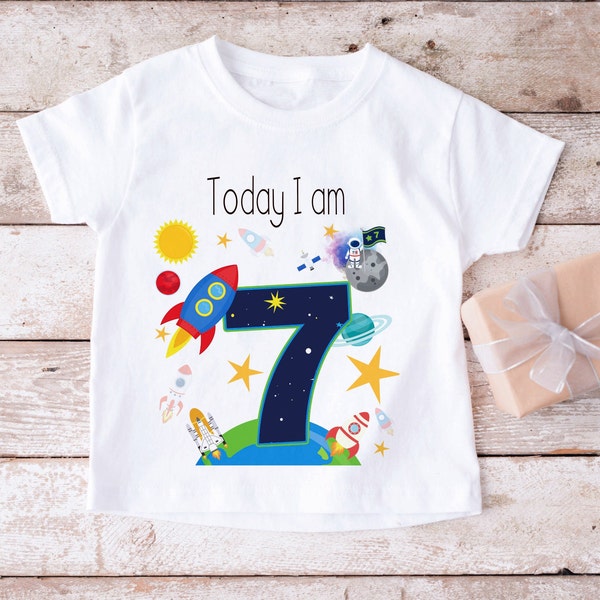 Aujourd'hui j'ai 5 ans T-shirt d'anniversaire, T-shirt d'anniversaire de fusée, T-shirt d'anniversaire personnalisé pour enfant, aujourd'hui j'ai 4 ans, aujourd'hui j'ai 3 ans