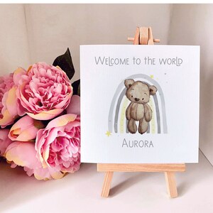 Nouvelle carte bébé personnalisée, bienvenue dans le monde bébé, carte personnalisée d’anniversaire du nouveau-né, carte de félicitations