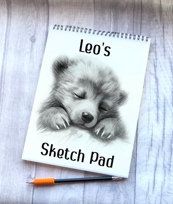 Sleepy Bear Sketch Pad, Personalised Bear Sketch Pad