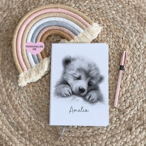 Cuaderno de oso soñoliento, cuaderno de oso personalizado, regalo para nieta, regalo para mamá, regalo para amigo