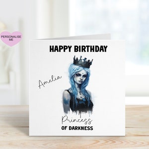 Regalo di compleanno per la principessa delle tenebre, biglietto di auguri per ragazza gotica, biglietto di auguri per ragazza adolescente, biglietto di auguri per nipote adolescente, biglietto personalizzato