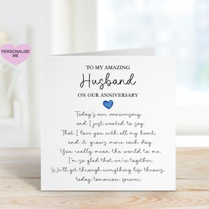 Tarjeta de aniversario de bodas para mi esposo, tarjeta de aniversario para mi esposo, tarjeta con poema de aniversario de bodas