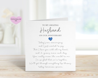 Husband Wedding Anniversary Card, Anniversary Card For Husband, Wedding Anniversary Poem Card