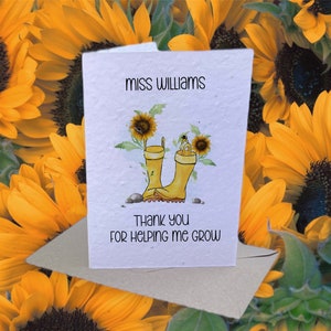 Carte de remerciement personnalisée pour enseignant, cadeau de carte de graines plantables, carte personnalisée pour enseignant, cadeaux pour enseignant
