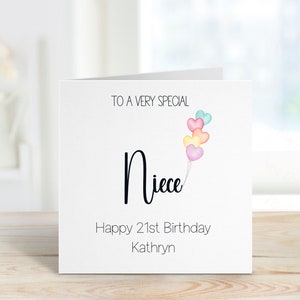 Biglietto personalizzato per il 21° compleanno della nipote, biglietto per il 21° compleanno della nipote