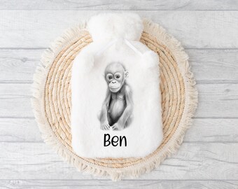 Hot Water Bottle, Hot Water Bottle Cover, Orangutang Design Hot Water Bottle, Hot Water Bottle Gift Set