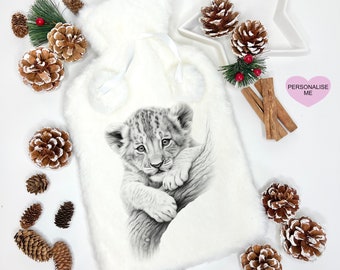 Wärmflasche, Wärmflasche Abdeckung, Löwen Cub Design Wärmflasche, Wärmflasche Geschenk Set