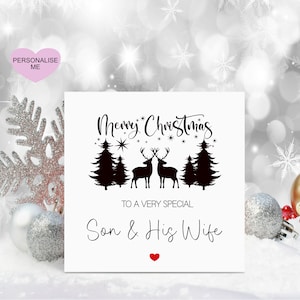 Biglietto di Natale per figlio e sua moglie, biglietto di Natale per figlio e moglie, biglietto di Natale personalizzato, Natale a luglio
