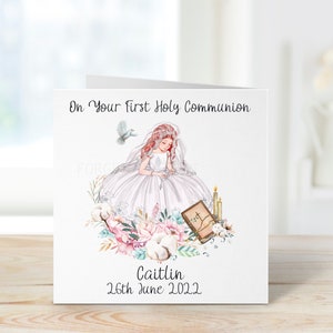 Carte de la Première Communion, Carte de la Sainte Communion pour les Filles, Carte de la Sainte Communion pour la Fille, Carte de la Sainte Communion pour la Petite-Fille