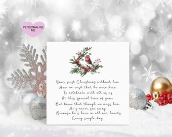 Personalised 'Thinking Of You This Christmas' Card | Blue Handmade Folded Card For Family, First Christmas Without You