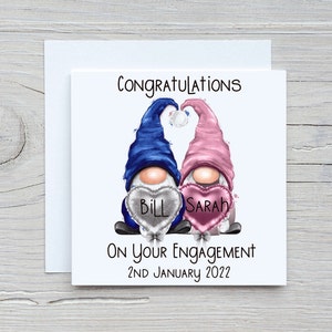 Carte de fiançailles personnalisée, carte de fiançailles Gonk, carte de fiançailles spéciale couple de félicitations, Gonk, carte de fiançailles personnalisée Gnome