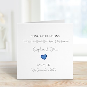 Carte de fiançailles pour arrière-petit-fils, carte de fiançailles personnalisée pour carte de fiançailles de petite-fille pour fils, carte de fiançailles pour fils
