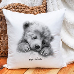 Cojín de oso soñoliento, regalo personalizado de cojín de oso, regalo de cojín de lujo para nieta, regalo para mamá, regalo para amiga