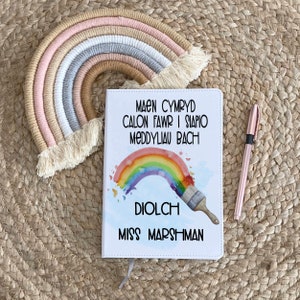 Presente para Professor Galês, Diolch Athrawes, Cartão para Professor, Caderno Personalizado para Professor, Cartão Personalizado para Professor Galês, Presente de Fim de Período