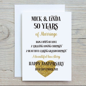 金婚式カード、結婚50周年記念カード、特別な結婚記念日カード