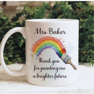 Teacher Gift, Personalised Teacher Mug, Thank You Teacher Mug Set, Teacher Appreciation Gift, Paint a Brighter Future