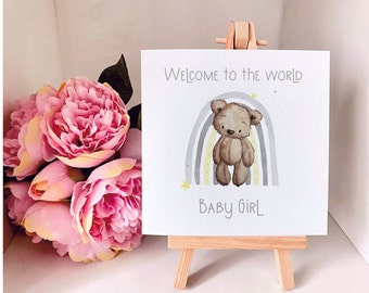 Nueva tarjeta de bebé, bienvenido al bebé del mundo, tarjeta de cumpleaños personalizada, tarjeta de felicitación