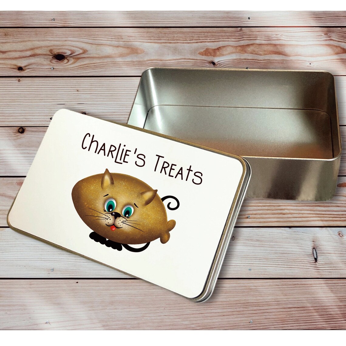 Cat Treat Tin Cat Biscuit Tin Personalised Cat Biscuit Etsy UK
