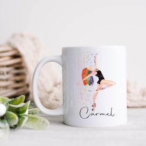 Personalised Dancer Mug, Watercolour Dancer Gift, Dancer Mug Gift Set, Ballet Dancer Mug
