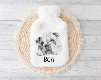 Wärmflasche, Wärmflaschenbezug, Bulldogge Design Wärmflasche, Wärmflasche Geschenkset