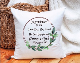 Engagement Cushion Gift, Personalised Engagement Cushion Gift, Couple Engagement Gift, Daughter Engagement Gift, Son Engagement Gift