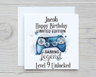 Gamer Birthday Card, Personalised Gamer Birthday Card, Birthday Card For Gamers, Gaming Controller Card, Gaming Card, Level Unlocked