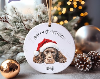 Cocker Spaniel Christmas Bauble, Personalised Pet Dog Christmas Tree Decoration, Gift For Dog Family, Dog Lover, Cocker Spaniel Xmas Bauble