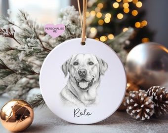 Golden Labrador Christmas Bauble, Personalised Pet Dog Christmas Tree Decoration, Gift For Dog Family, Dog Lover, Santa Dog Bauble