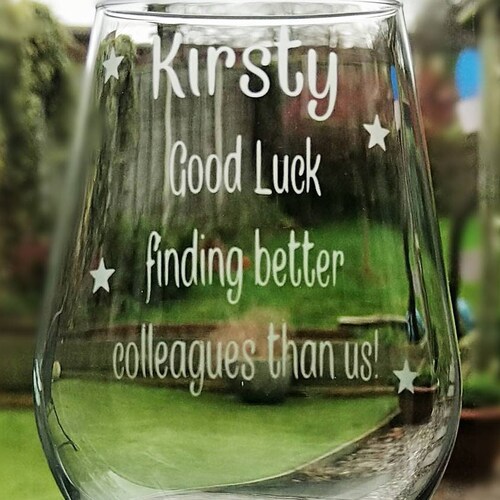Personalised Engraved Wine Glass Leaving Gift Funny Humour Etsy UK
