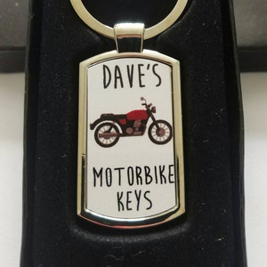 Personalised Motorbike Keys, Keyring, Keychain, Any name can be added, New, Boxed, Gift