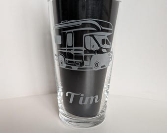 Personalised Engraved Motorhome Glass, Campervan, RV, Personalised Gift