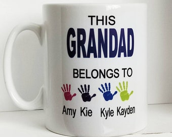 This Grandad Belongs to Personalised Mug, Handprint, Gift Boxed, Father's Day, Birthday Gift