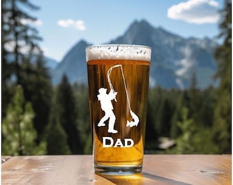 Personalised Engraved Fisherman Pint Glass, Fishing Gift, Father's Day, Birthday Gift, Angler