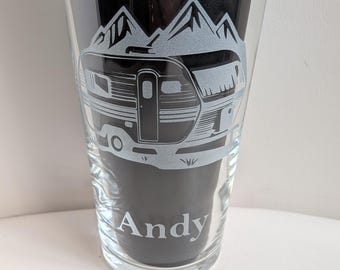 Personalized Engraved Caravan Glass: Custom Name, RV Accessories