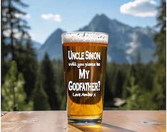 Will you please be My Godfather, Engraved Glass, Godfather Gift, Christening Gift, Choice of Glasses