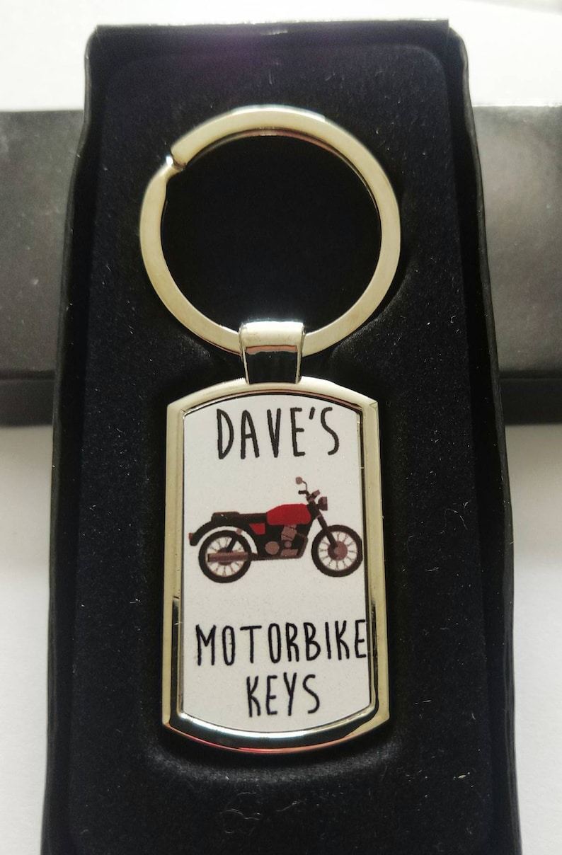 Personalised Motorbike Keys, Keyring, Keychain, Any name can be added, New, Boxed, Gift image 1