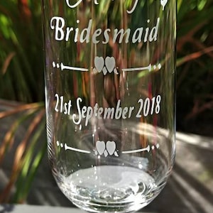 Engraved Champagne Flute - Personalised - Butterfly - Bridesmaid, Bride, Maid of Honour, Mother of the Bride