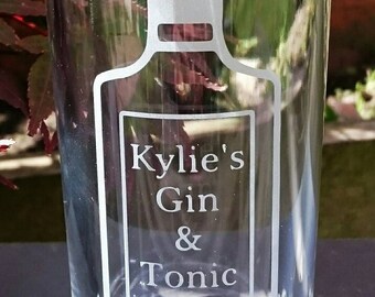 Personalised Engraved Gin & Tonic Highball Glass - New - Handmade